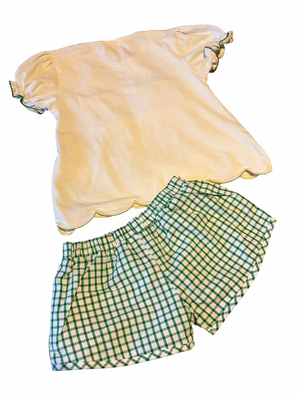 Masters Golf Smocked 2 Piece Set Toddler Girls Size 2T Green Gingham Pale Yellow - Picture 2 of 5